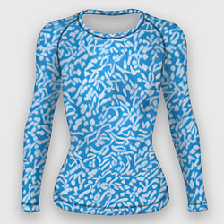 Рашгард женский Белые узоры на синем фоне, цвет: 3D-принт