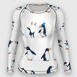 Рашгард женский Семейство пингвинов на прогулке, цвет: 3D-принт