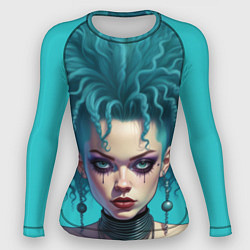 Рашгард женский Девушка панк с синими волосами, цвет: 3D-принт