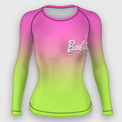 Рашгард женский Барби: градиент розовый и ярко-зеленый, цвет: 3D-принт