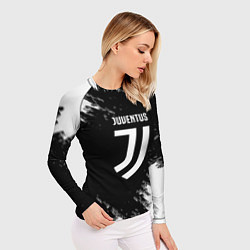 Рашгард женский Juventus спорт краски черно белый, цвет: 3D-принт — фото 2