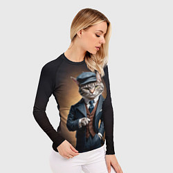 Рашгард женский Кот в стиле Томаса Шелби - Острые козырьки, цвет: 3D-принт — фото 2