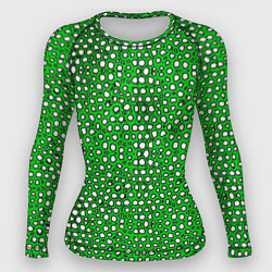 Рашгард женский Белые пузырьки на зелёном фоне, цвет: 3D-принт