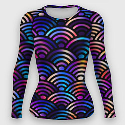 Рашгард женский Разноцветные волны-чешуйки, цвет: 3D-принт