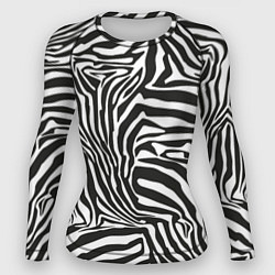 Рашгард женский Шкура зебры черно - белая графика, цвет: 3D-принт