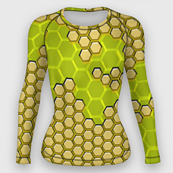 Рашгард женский Жёлтая энерго-броня из шестиугольников, цвет: 3D-принт