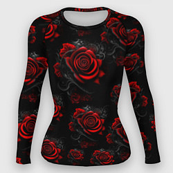 Рашгард женский Красные розы цветы, цвет: 3D-принт