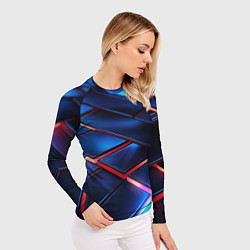 Рашгард женский Синие абстрактные плиты, цвет: 3D-принт — фото 2