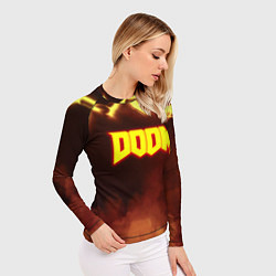 Рашгард женский Doom storm огненное лого, цвет: 3D-принт — фото 2