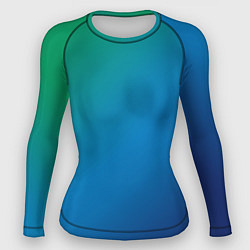 Рашгард женский Зеленый и синий диагональный градиент, цвет: 3D-принт