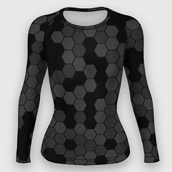 Женский рашгард Камуфляж гексагон черный