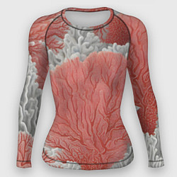 Рашгард женский Красные и белые кораллы, цвет: 3D-принт