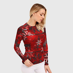 Рашгард женский Рождественские узоры снежинки, цвет: 3D-принт — фото 2