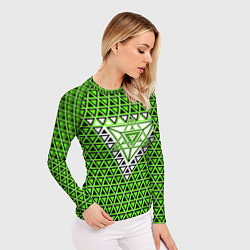 Рашгард женский Зелёные и чёрные треугольники, цвет: 3D-принт — фото 2