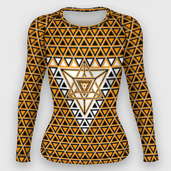 Рашгард женский Жёлтые и чёрные треугольники, цвет: 3D-принт