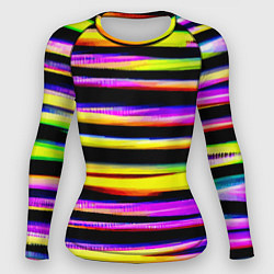 Рашгард женский Цветные неоновые полосы, цвет: 3D-принт