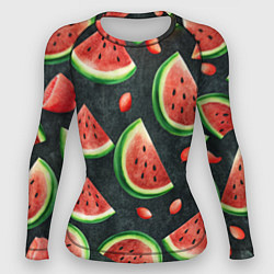 Женский рашгард Паттерн красные дольки арбуза
