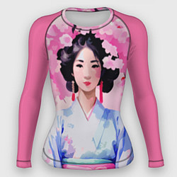 Рашгард женский Ветки сакуры японская гейша, цвет: 3D-принт