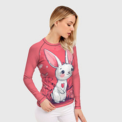 Рашгард женский Зайчик с цветочками и сердечками, цвет: 3D-принт — фото 2