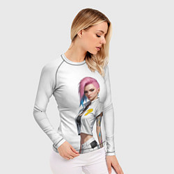 Рашгард женский Девушка в белом Cyberpunk 2077, цвет: 3D-принт — фото 2