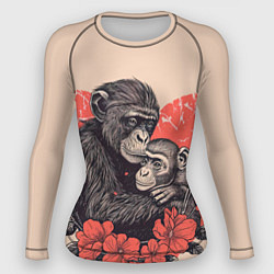 Рашгард женский Влюбленные обезьяны 14 февраля, цвет: 3D-принт