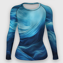 Рашгард женский Синяя абстрактный дымчатый волнистый шёлк, цвет: 3D-принт