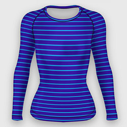 Рашгард женский Неоновые линии циан на темно синем, цвет: 3D-принт