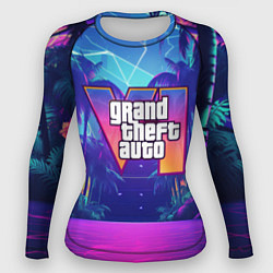 Рашгард женский Gta 6 логотип в стиле ночного vice city, цвет: 3D-принт