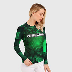 Рашгард женский Minecraft logo зеленые плитки, цвет: 3D-принт — фото 2