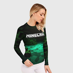 Рашгард женский Minecraft logo зеленый яркий мир, цвет: 3D-принт — фото 2