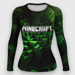 Рашгард женский Minecraft logo зеленые кубики, цвет: 3D-принт