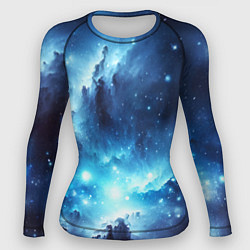 Рашгард женский Космический голубой пейзаж, цвет: 3D-принт