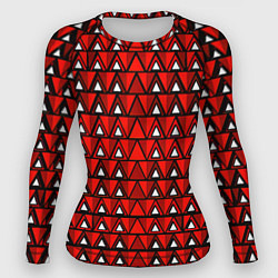 Женский рашгард Узор из треугольников с чёрной обводкой красный
