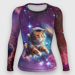 Рашгард женский Котик смелый космонавт - нейросеть, цвет: 3D-принт