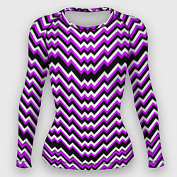 Рашгард женский Фиолетовые и белые ломаные линии, цвет: 3D-принт