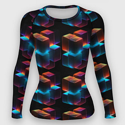 Рашгард женский Разноцветные неоновые кубы, цвет: 3D-принт
