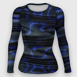 Рашгард женский Темно синие карбоновые волны, цвет: 3D-принт