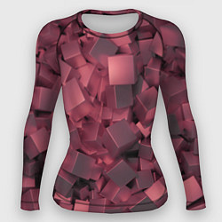 Рашгард женский Кубики металлические красные, цвет: 3D-принт