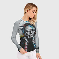 Рашгард женский Илон Маск граффити портрет на серой стене, цвет: 3D-принт — фото 2
