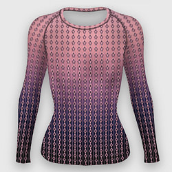 Рашгард женский Тёмно-розовый полосы узоры, цвет: 3D-принт