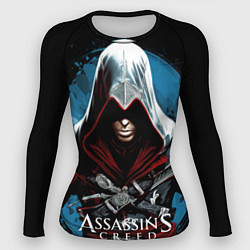 Рашгард женский Assassins creed темный синий фон, цвет: 3D-принт
