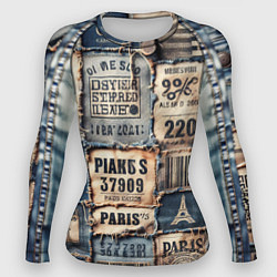 Рашгард женский Пэчворк джинсы из Парижа, цвет: 3D-принт