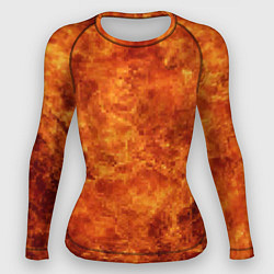 Рашгард женский Пламя 8бит текстура, цвет: 3D-принт