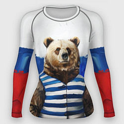 Рашгард женский Медведь и флаг России, цвет: 3D-принт
