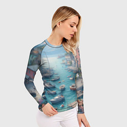 Рашгард женский Гавань с лодками, цвет: 3D-принт — фото 2
