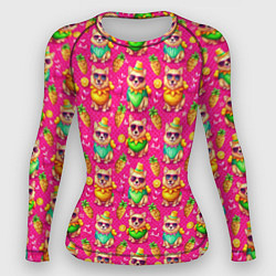 Женский рашгард Щенята и летний вайб паттерн