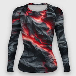 Женский рашгард Раскаленная лава на горных камнях