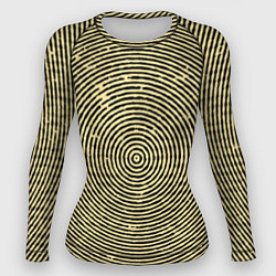 Рашгард женский Чёрно-бежевый круг гипнотический, цвет: 3D-принт