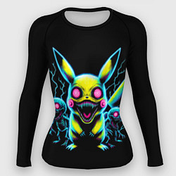 Женский рашгард Pikachu and skeletons - neon glow ai art