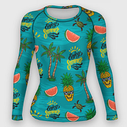 Рашгард женский Enjoy summer pattern - pineapple, цвет: 3D-принт